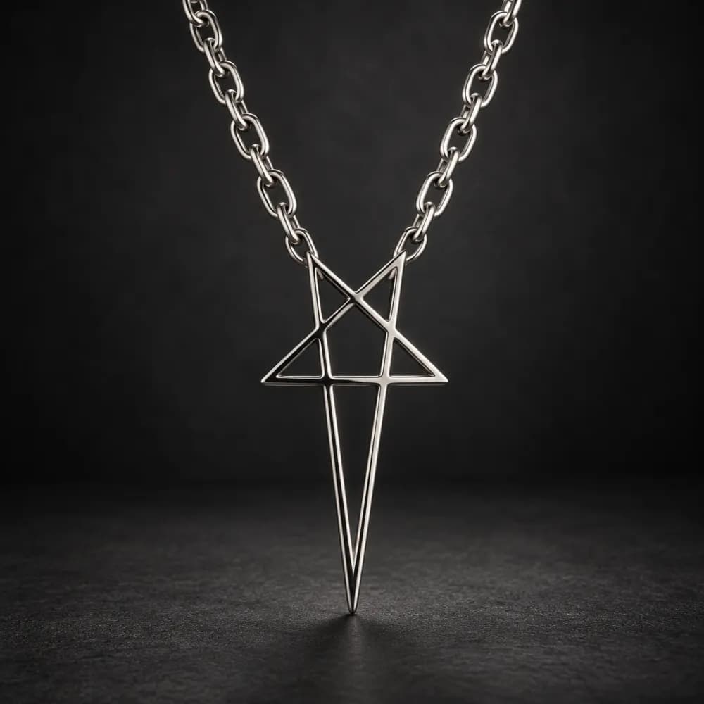 Long Geometric Star Pendant Necklace