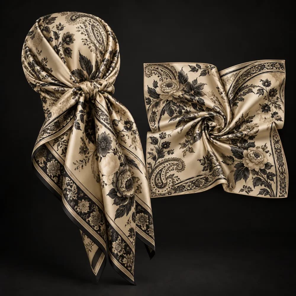 Floral Satin Square Scarf