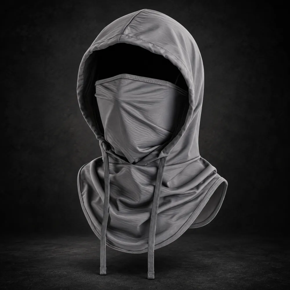 Grey Hooded Face Cover