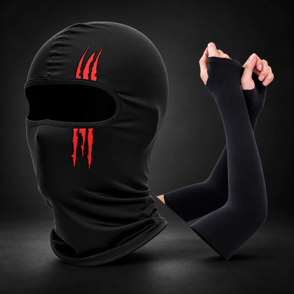 Black Balaclava and Arm Sleeve Set