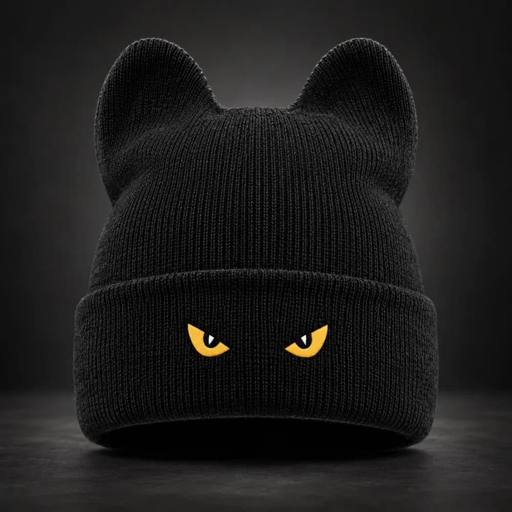 Black Cat-Eye Ear Beanie