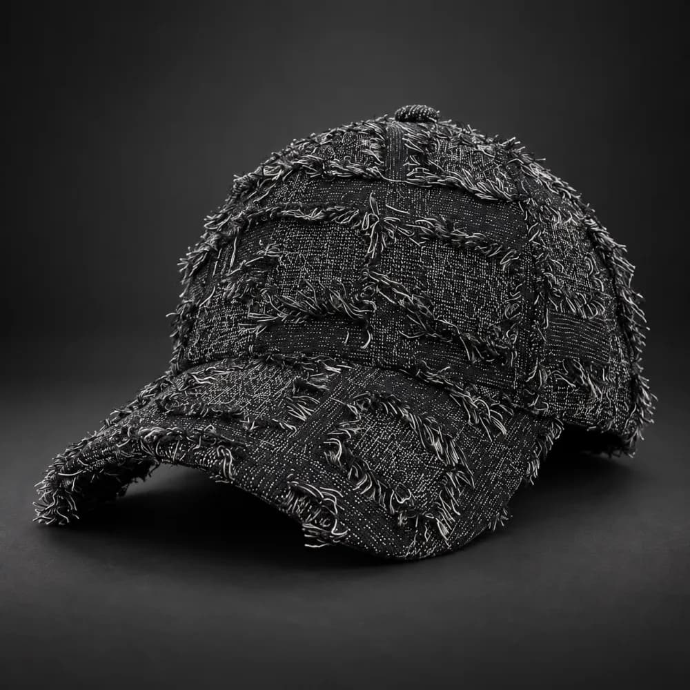 Black Distressed Baseball Cap