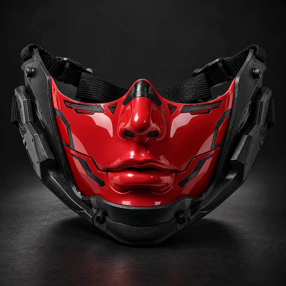 Red Cyberpunk Half Face Mask