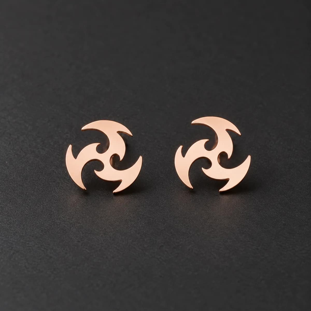 Rose-Gold-Tone Whirlwind Stud Earring Pair - Image 1