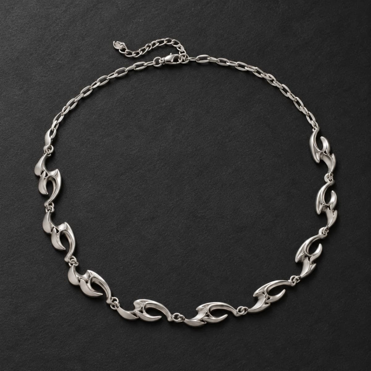 Silver-Tone Irregular Flame-Link Necklace - Image 1
