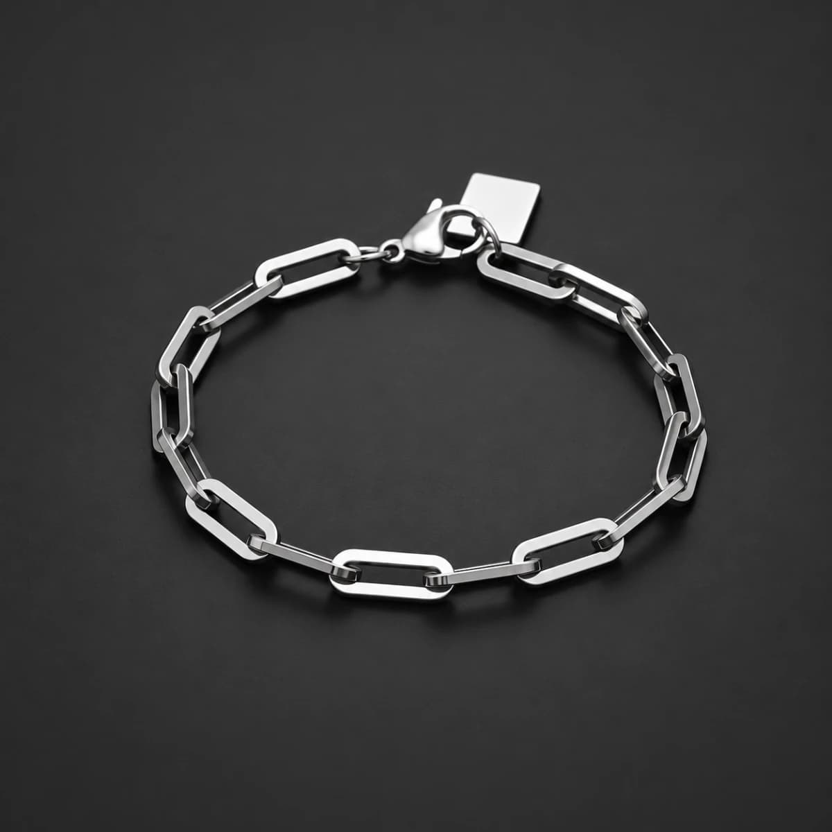 Silver-Tone Rectangular-Link Charm Bracelet - Image 1