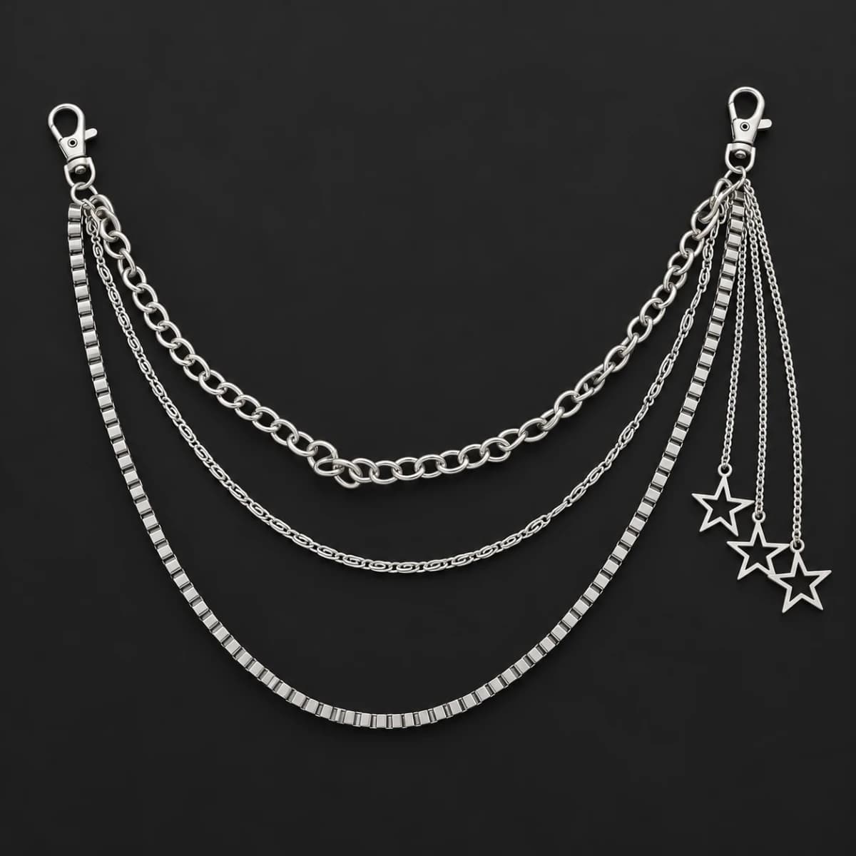 Silver-Tone Three-Strand Star Trouser Chain - Image 1