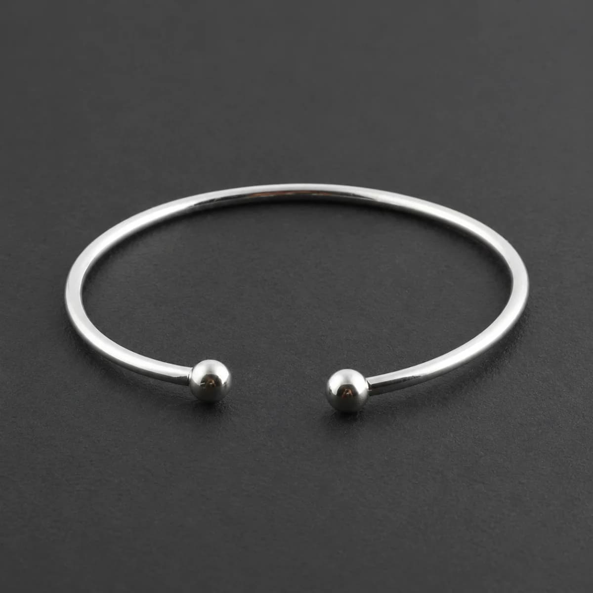 Silver-Tone Ball-End Open Cuff Bracelet - Image 1