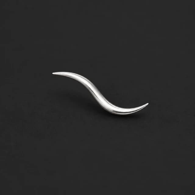Silver-Tone Wave Stud Earring — Single Piece