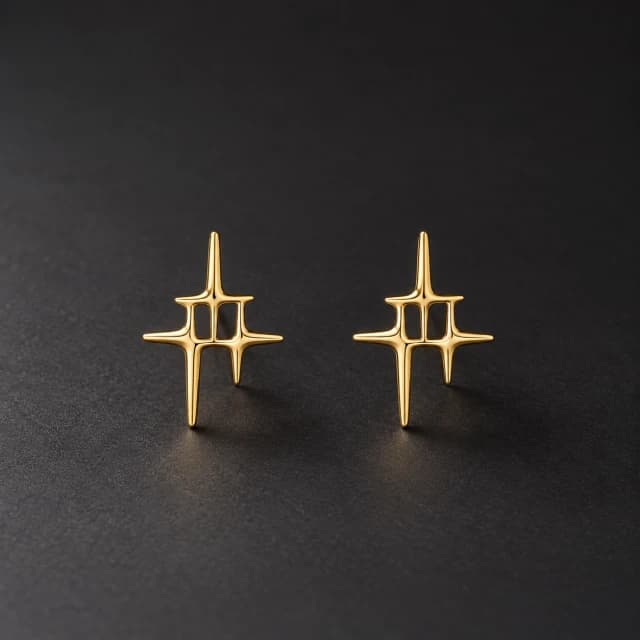 Gold-Tone Open Starburst Stud Earring Pair