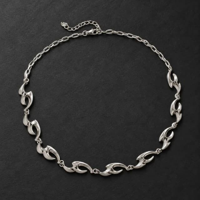 Silver-Tone Irregular Flame-Link Necklace