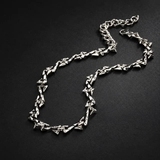 Silver-Tone Angular Z-Link Necklace