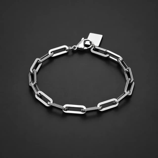 Silver-Tone Rectangular-Link Charm Bracelet