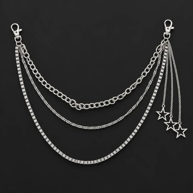 Silver-Tone Three-Strand Star Trouser Chain