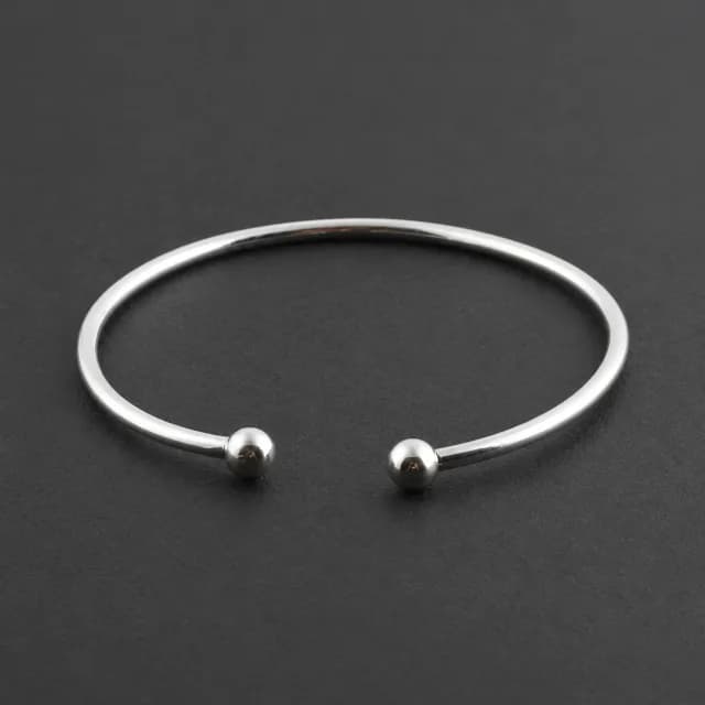 Silver-Tone Ball-End Open Cuff Bracelet