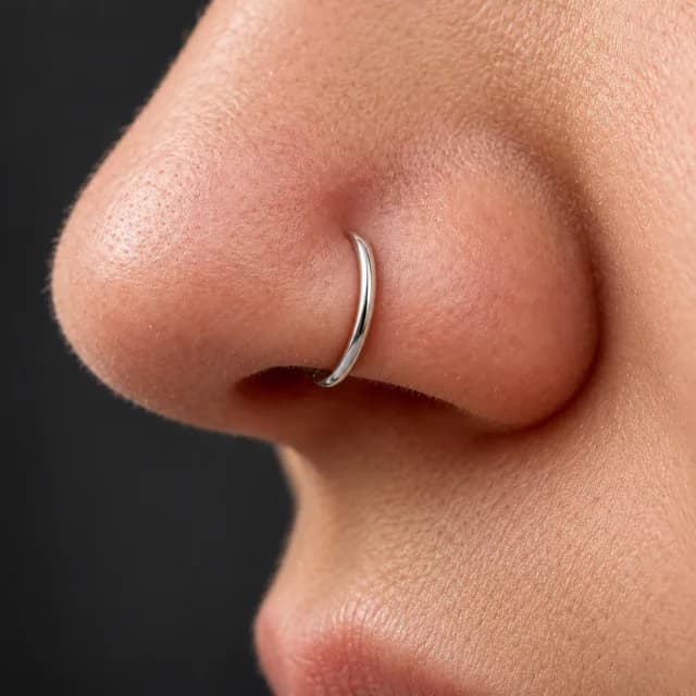 Silver-Tone Plain D-Shaped Non-Piercing Nose Clip